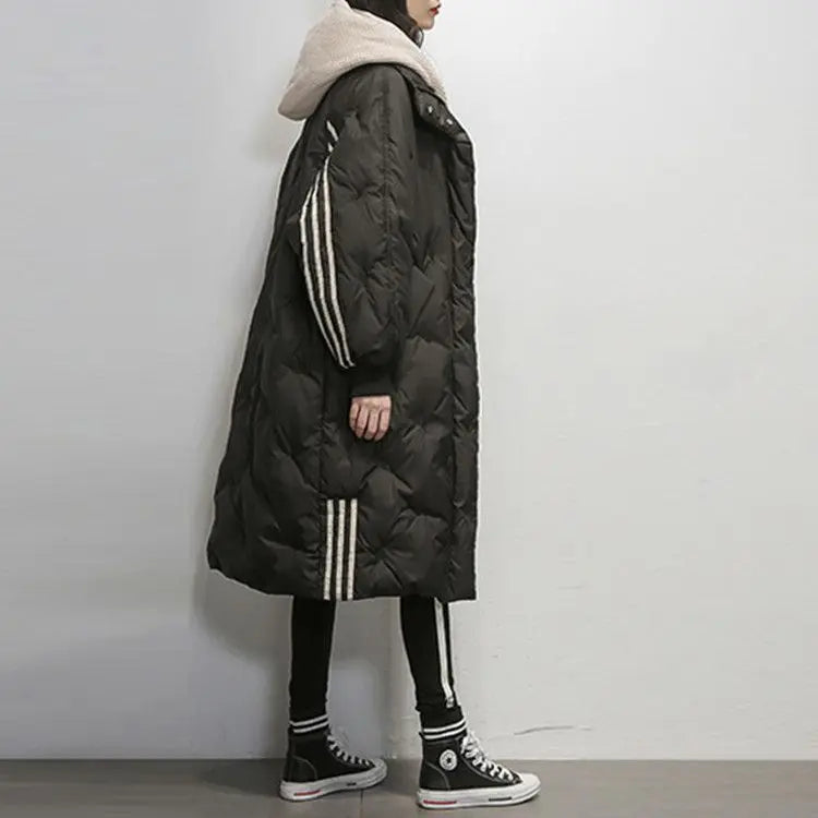 Warm Hooded Quilted Long Winter Coat for women | Aria