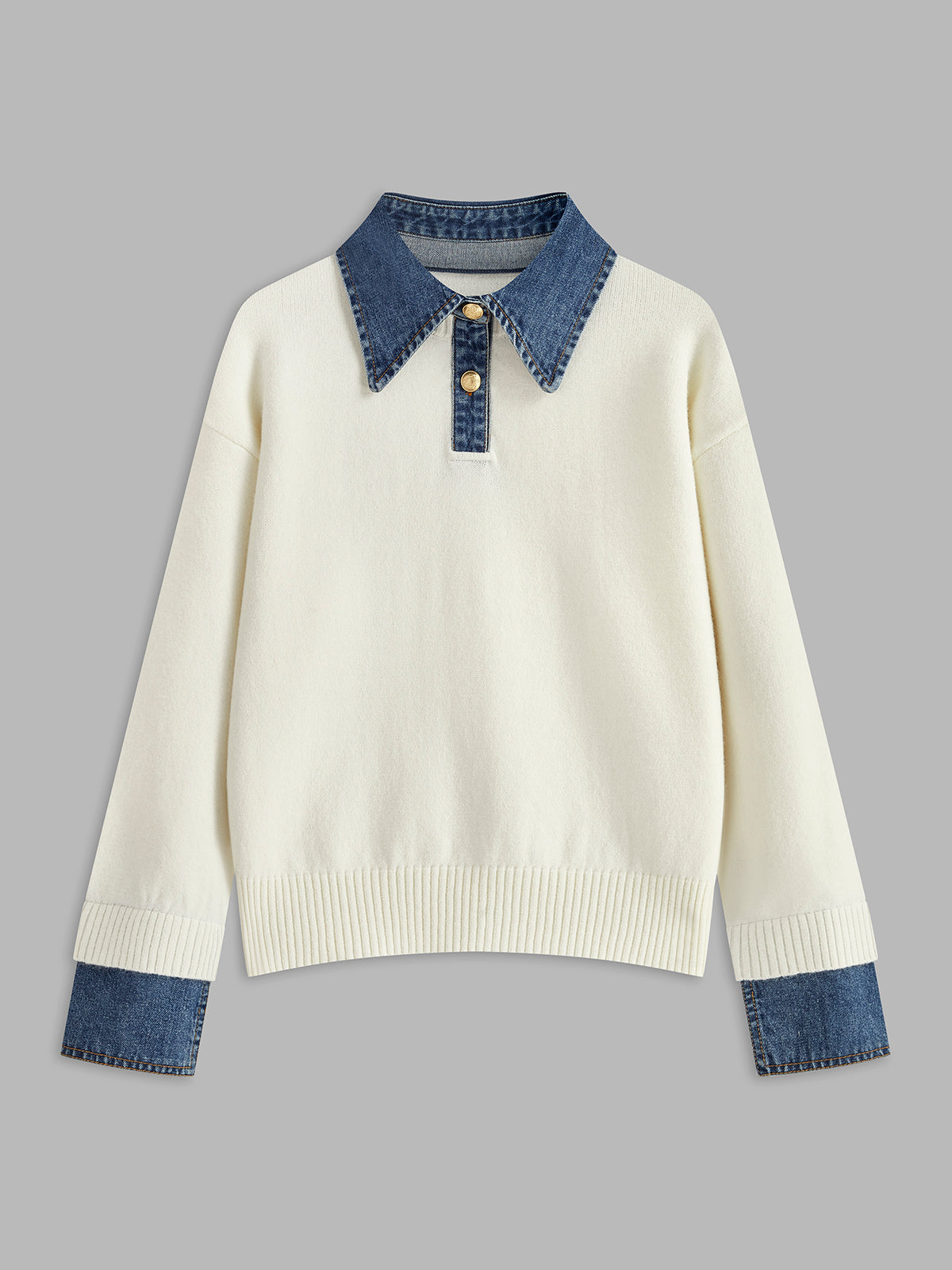 Panel lapel knit sweater with button detail for men | Elowen