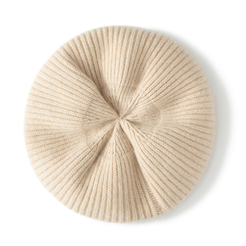 Classic ribbed knit beret with lightweight warmth for women | Elowen