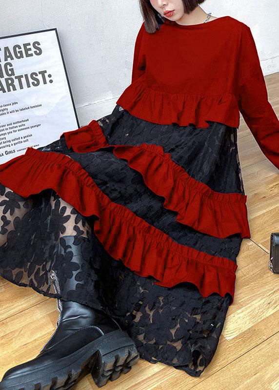 Bohemian ruffled long-sleeve midi dress for women | Leonie
