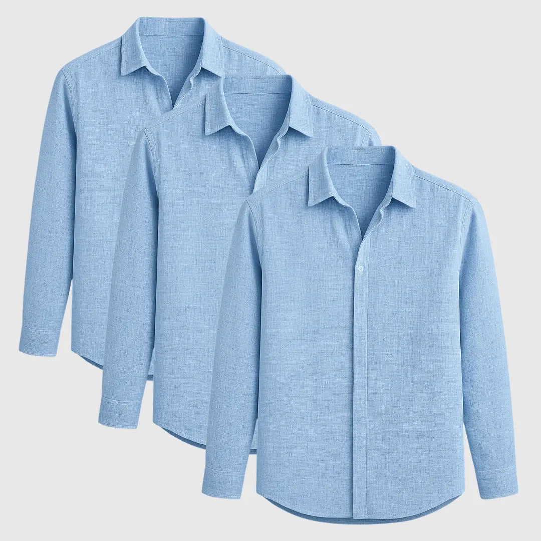 Breathable long-sleeve signature linen shirt for men | Luca Romano -6