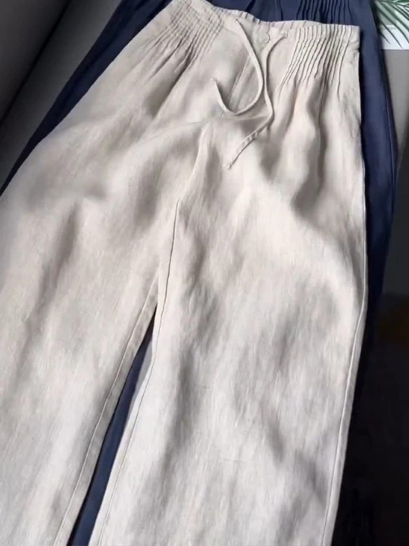 Wide leg breathable blend pants with relaxed drape for women | Camille