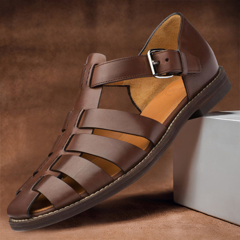 Classic leather open-toe fisherman sandals for men | Felix Grant -5