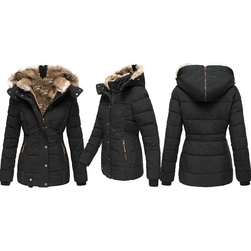 Fitted warm down puffer jacket for women -9