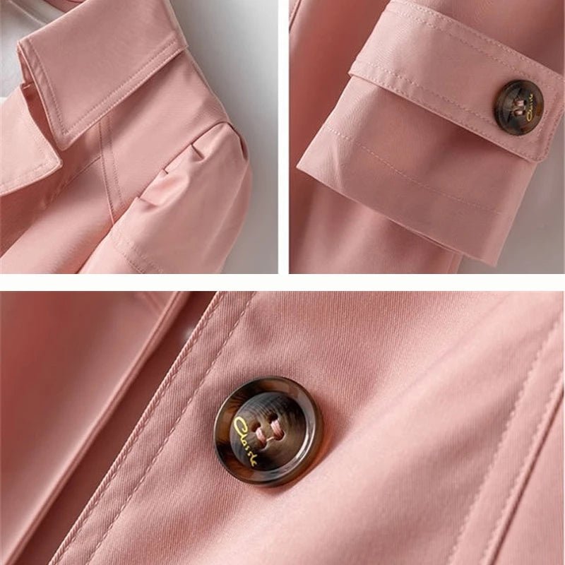 Elegant tailored trench coat with button detail for women | Aurelia