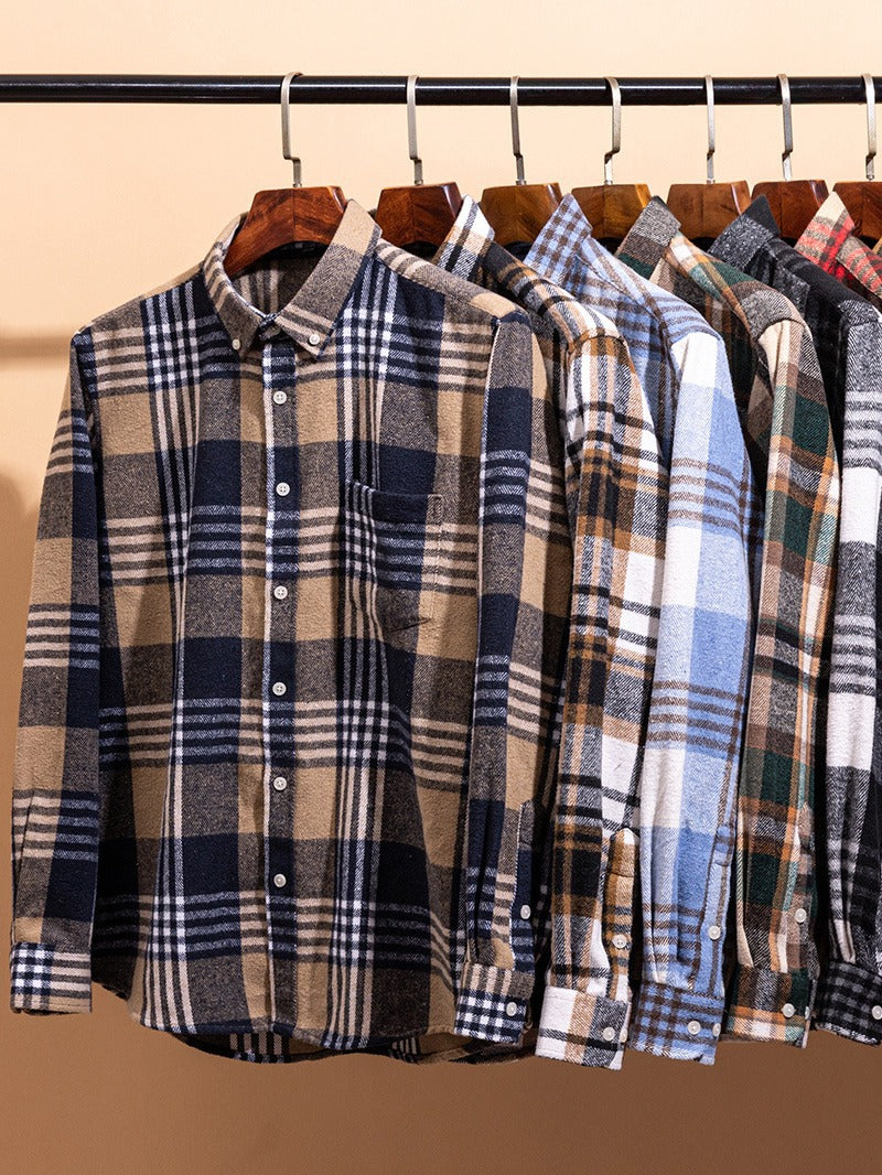 Classic plaid long sleeve button up shirt for men | Corvin