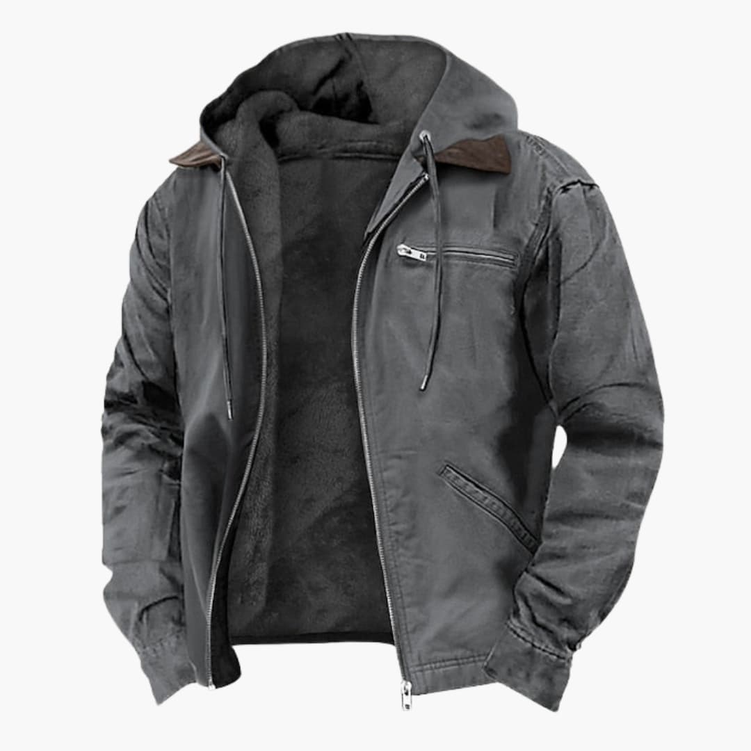 Warm hooded outdoor zipper jacket for men | Roscoe