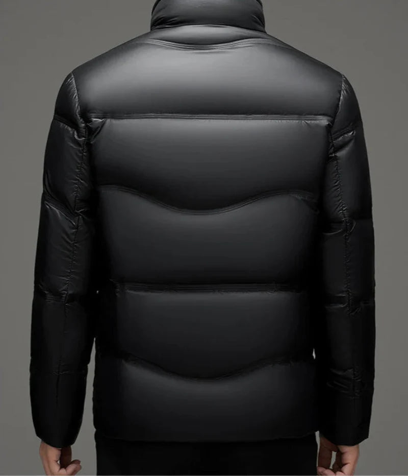 High-gloss insulated hooded winter jacket for men | Lorne Glacier