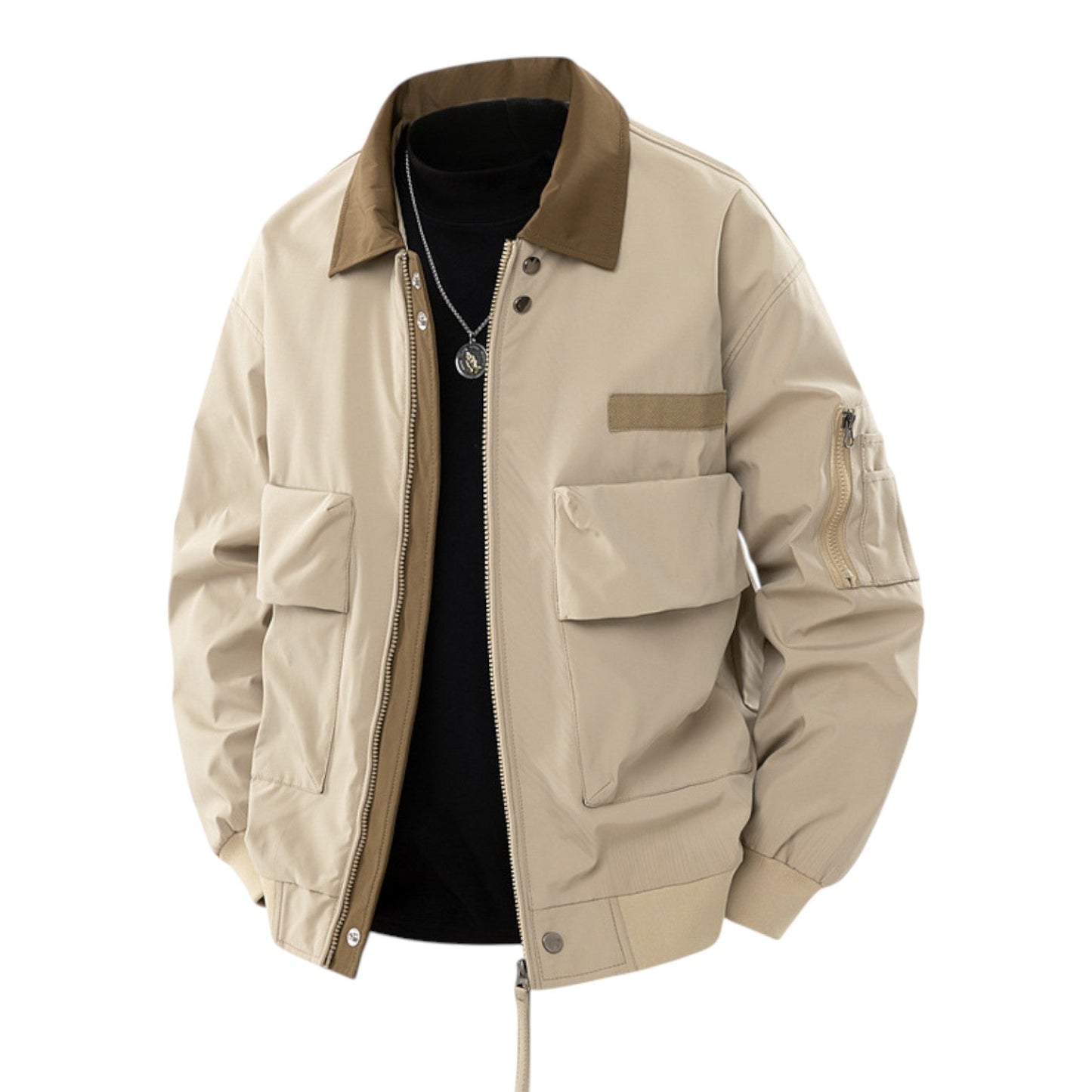 Structured bomber jacket with contrast collar detail for men | Vanton