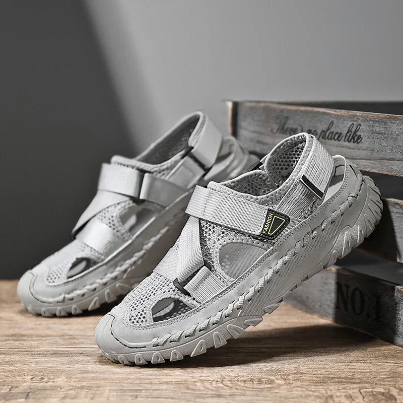 Closed toe hiking sandals with breathable mesh upper for men | Tavros