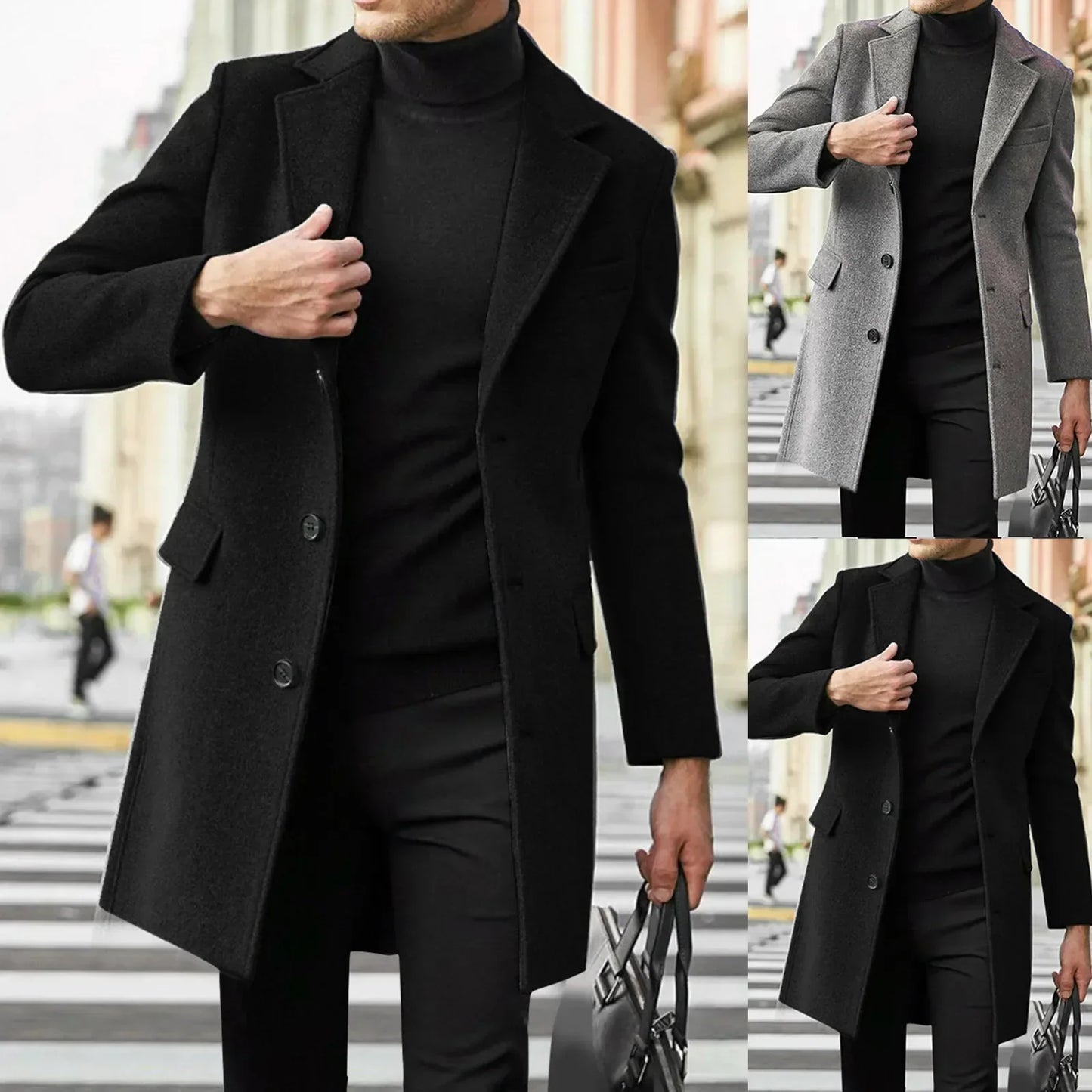 Tailored longline coat with hidden closure for men | London Exchange