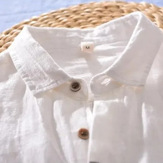 Classic breathable long-sleeve linen shirt for men | Pacific -10