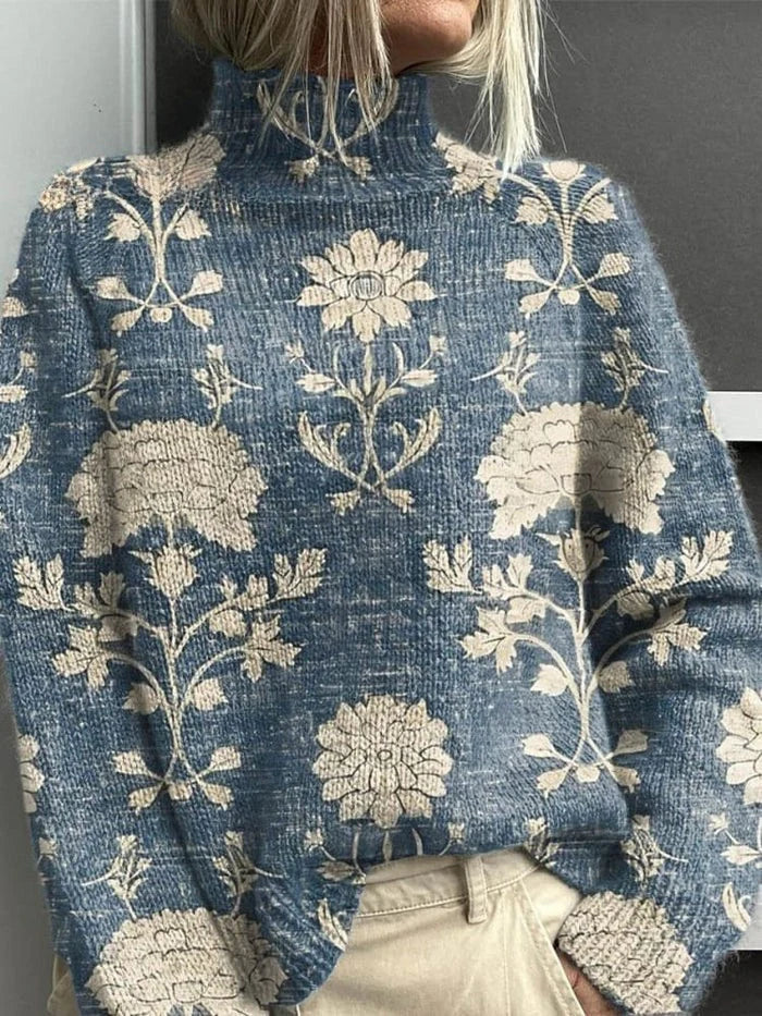 Elegant turtleneck sweater with ribbed details for women | Elira