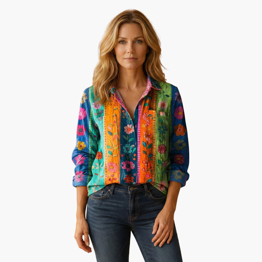 Classic button-down collared shirt for women -14