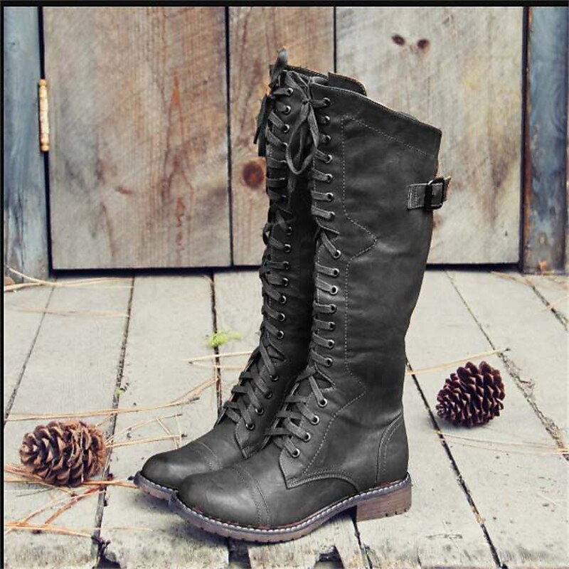 Tall Lace Up Knee High Boots for women | Valeria