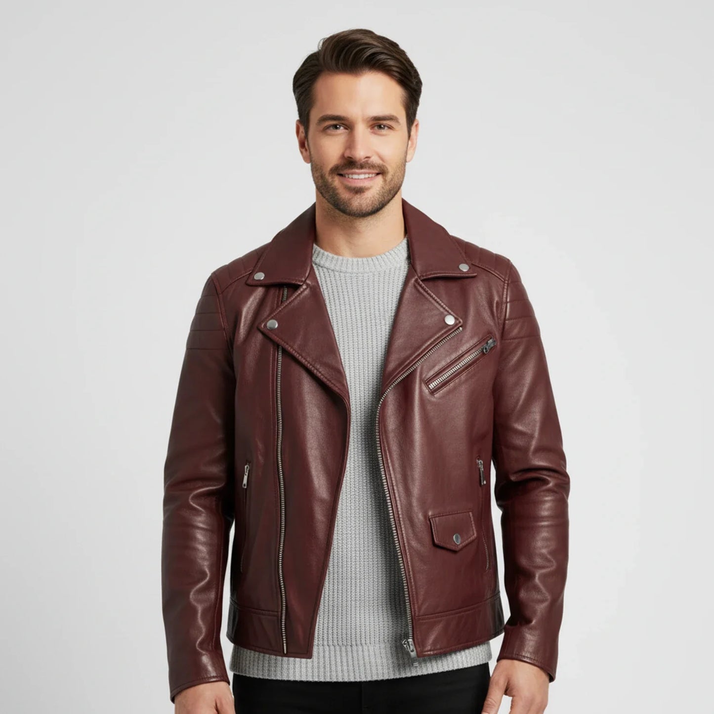 Asymmetrical Slim Fit Biker Jacket for men | Dario