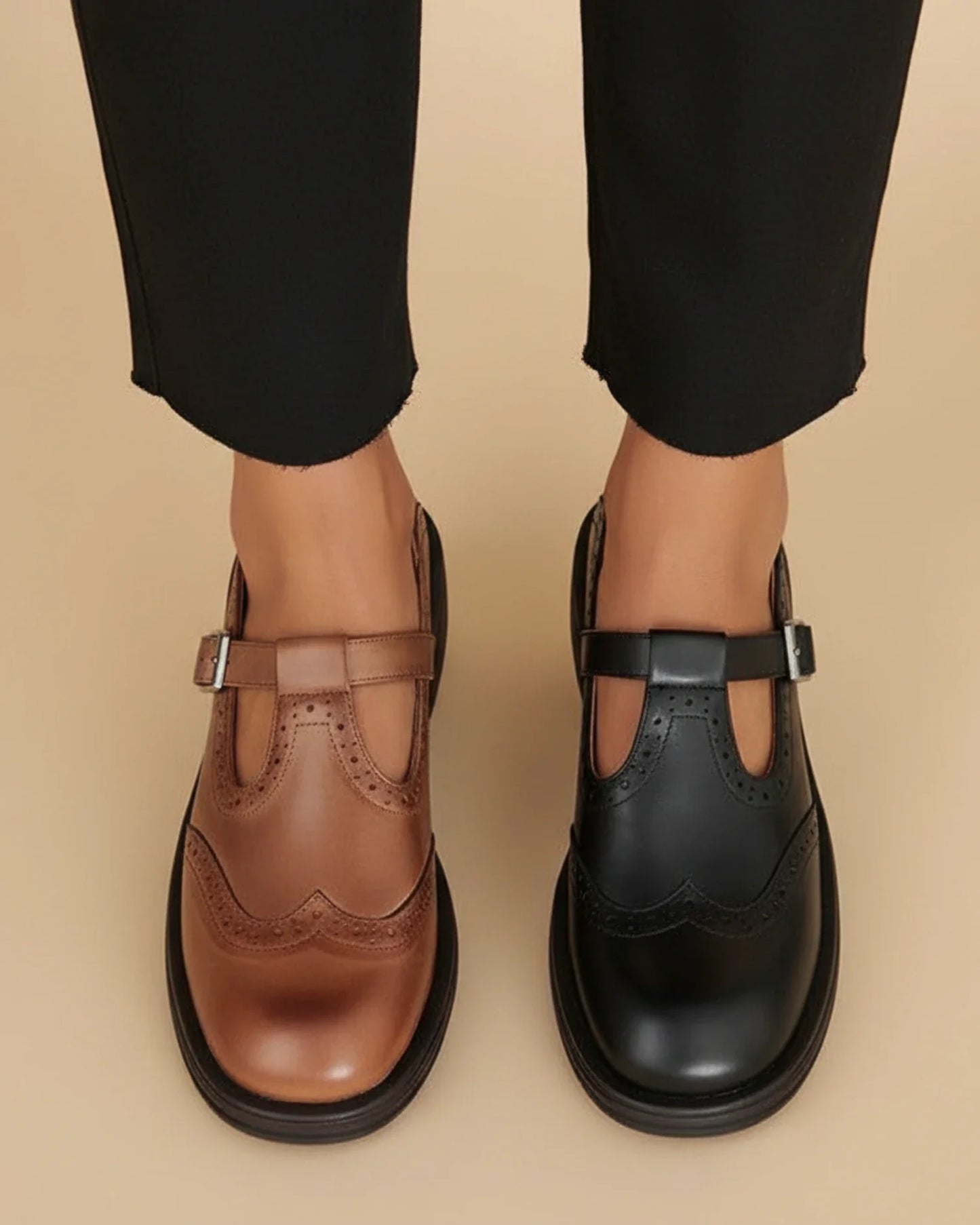 Classic T Strap Platform Mary Jane Shoes for women | Elowen