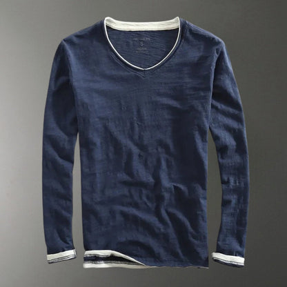 Relaxed fit two tone layered long sleeve top for men | Corven