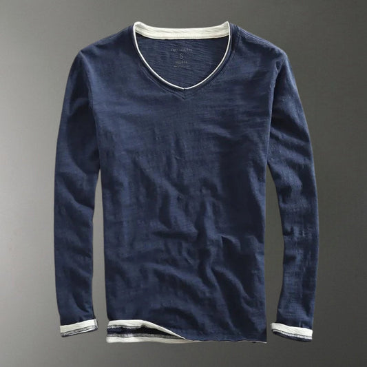 Relaxed fit two tone layered long sleeve top for men | Corven