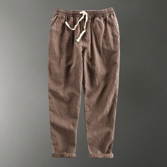 Relaxed tapered cropped pants with elastic waistband for men | Zevan