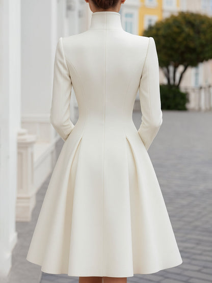 Elegant double-breasted flared A-line coat dress for women | Élodie Blanc