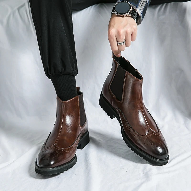 Classic leather brogue chelsea boots for men | Alden -5