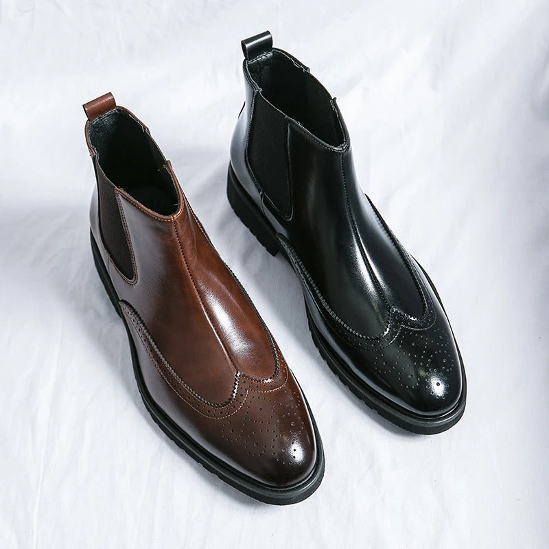 Classic leather brogue chelsea boots for men | Alden -23