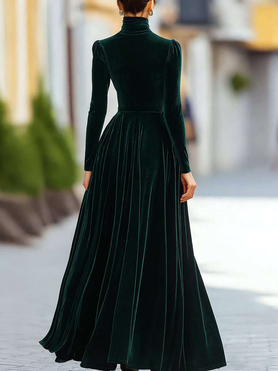 Burgundy long-sleeve maxi evening gown for women | Valerisse Rouge