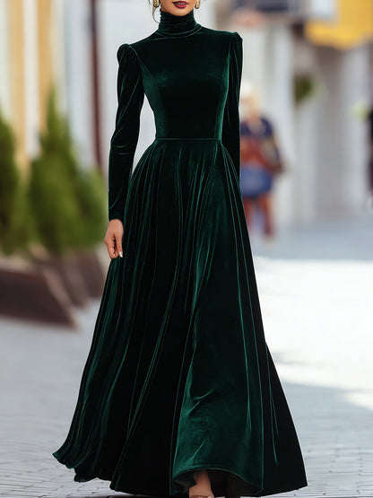 Burgundy long-sleeve maxi evening gown for women | Valerisse Rouge