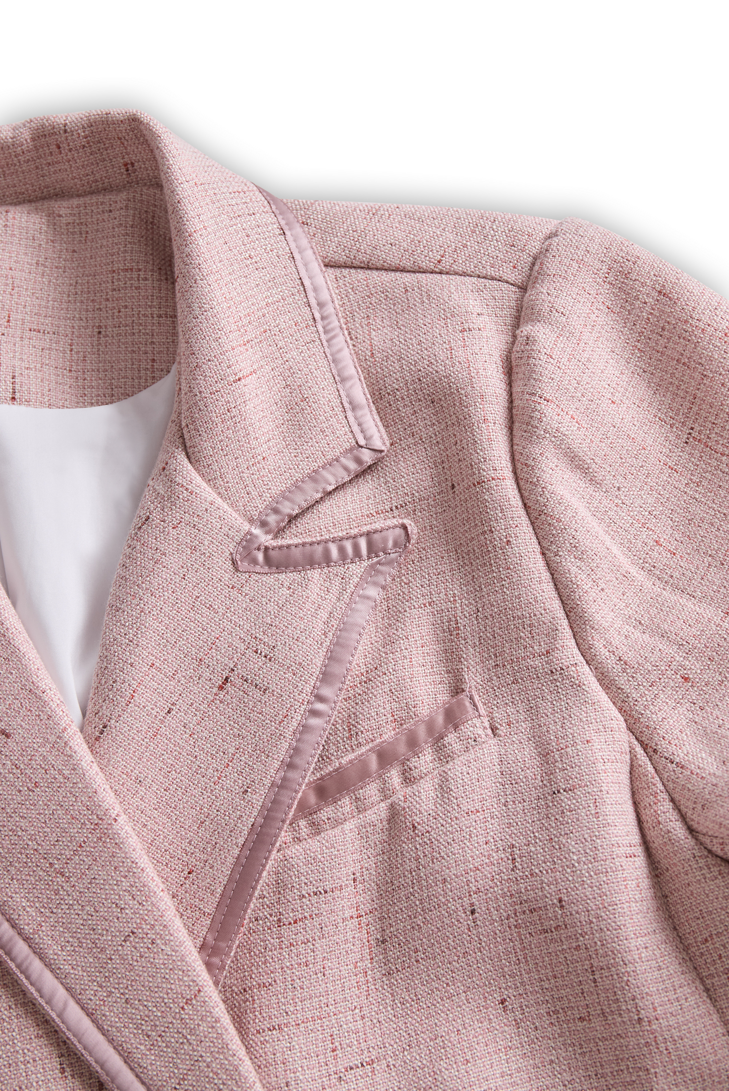 Soft Pink Tailored Suit with Pearl Accents for women | Roselune