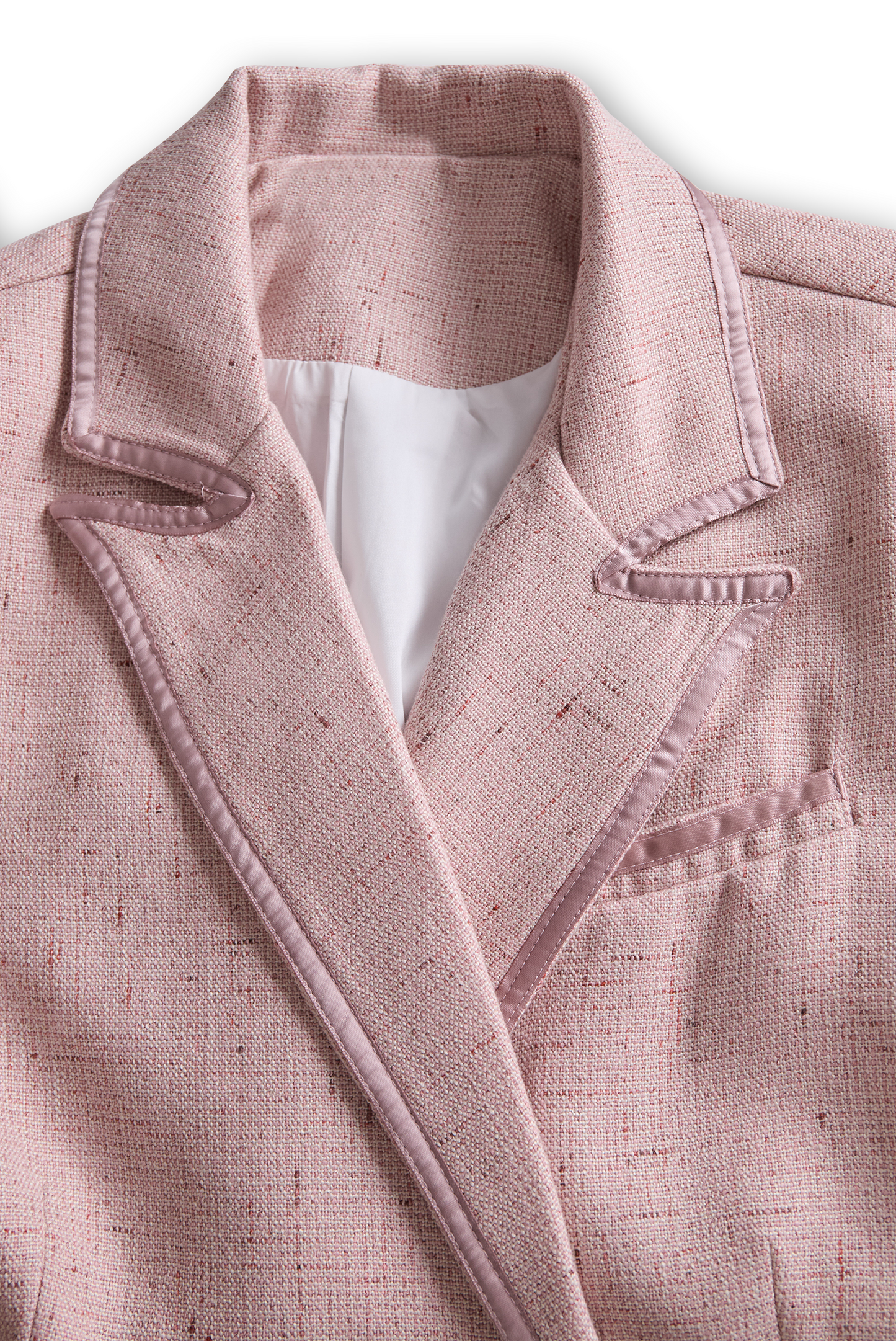 Soft Pink Tailored Suit with Pearl Accents for women | Roselune