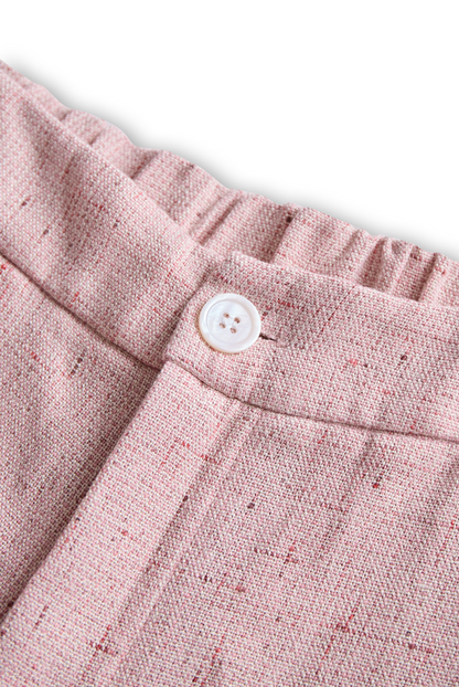 Soft Pink Tailored Suit with Pearl Accents for women | Roselune