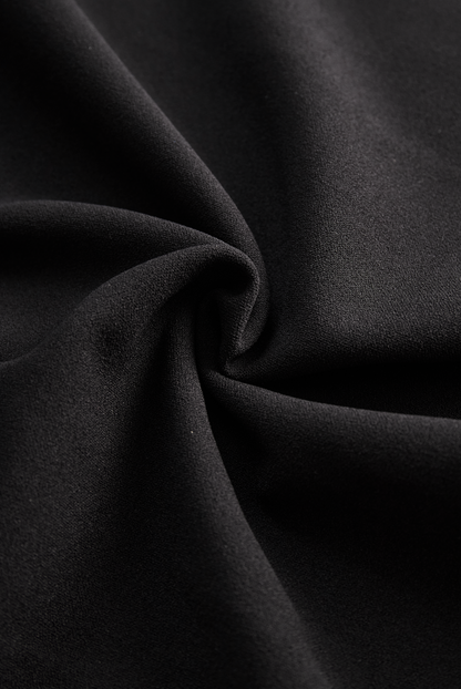 Black Belted Sheath Dress with Mandarin Collar for women | Arvella