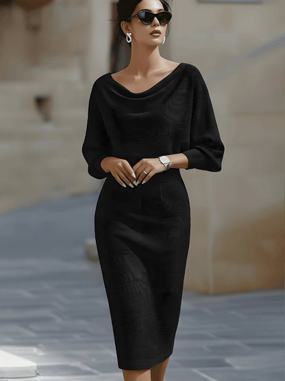 White Draped Batwing Midi Dress for women | Avelisse