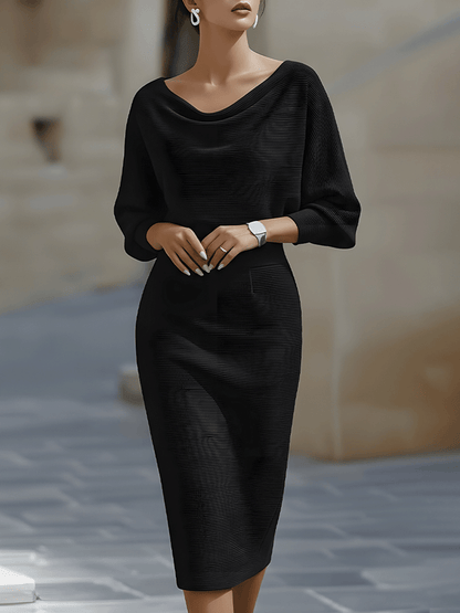 White Draped Batwing Midi Dress for women | Avelisse