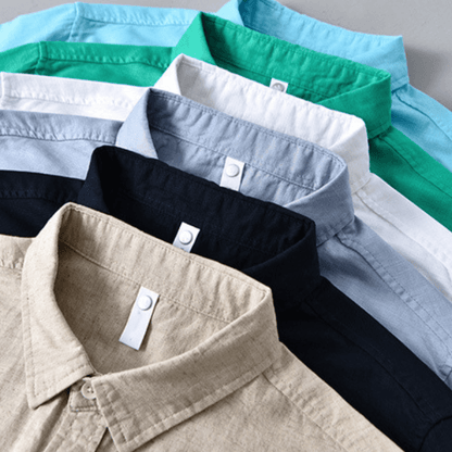 Lightweight short sleeve button front shirt with chest pocket for men | Brisa