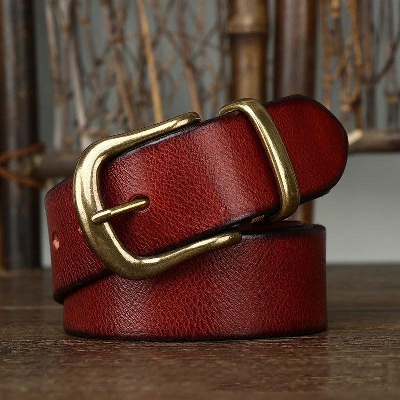 Classic adjustable waist belt with brass buckle for men | Arden