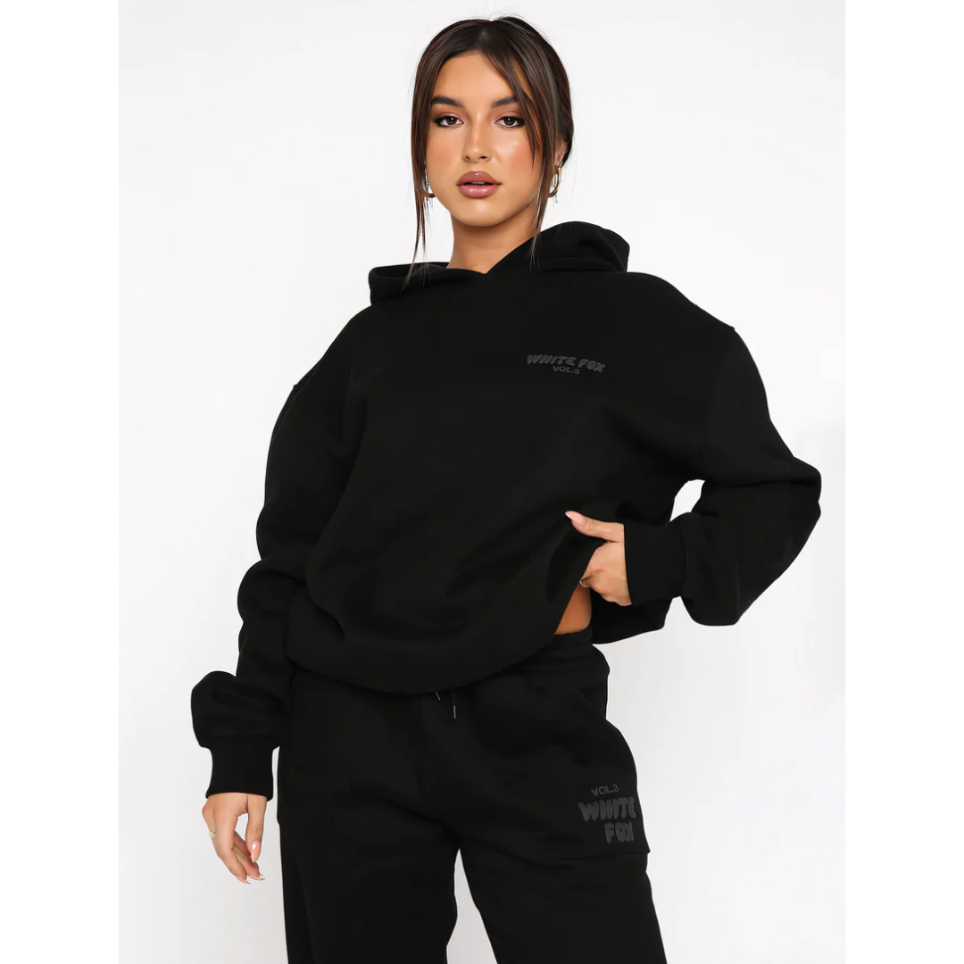 Relaxed fit tracksuit set with pullover hoodie and joggers for women | Aria