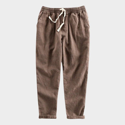 Relaxed tapered cropped pants with elastic waistband for men | Zevan