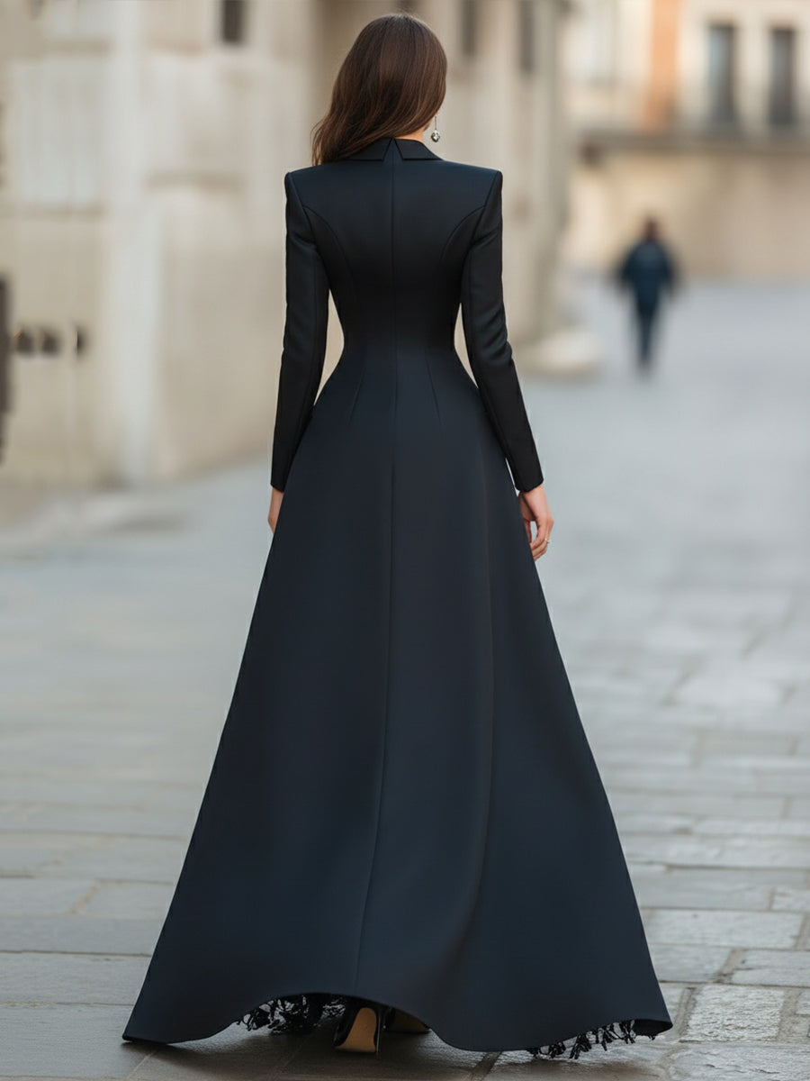 Tailored Blazer Panel Lace Gown Set for women | Velmora