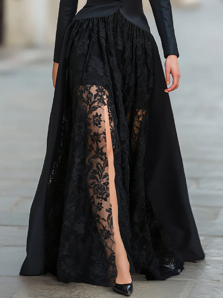Tailored Blazer Panel Lace Gown Set for women | Velmora