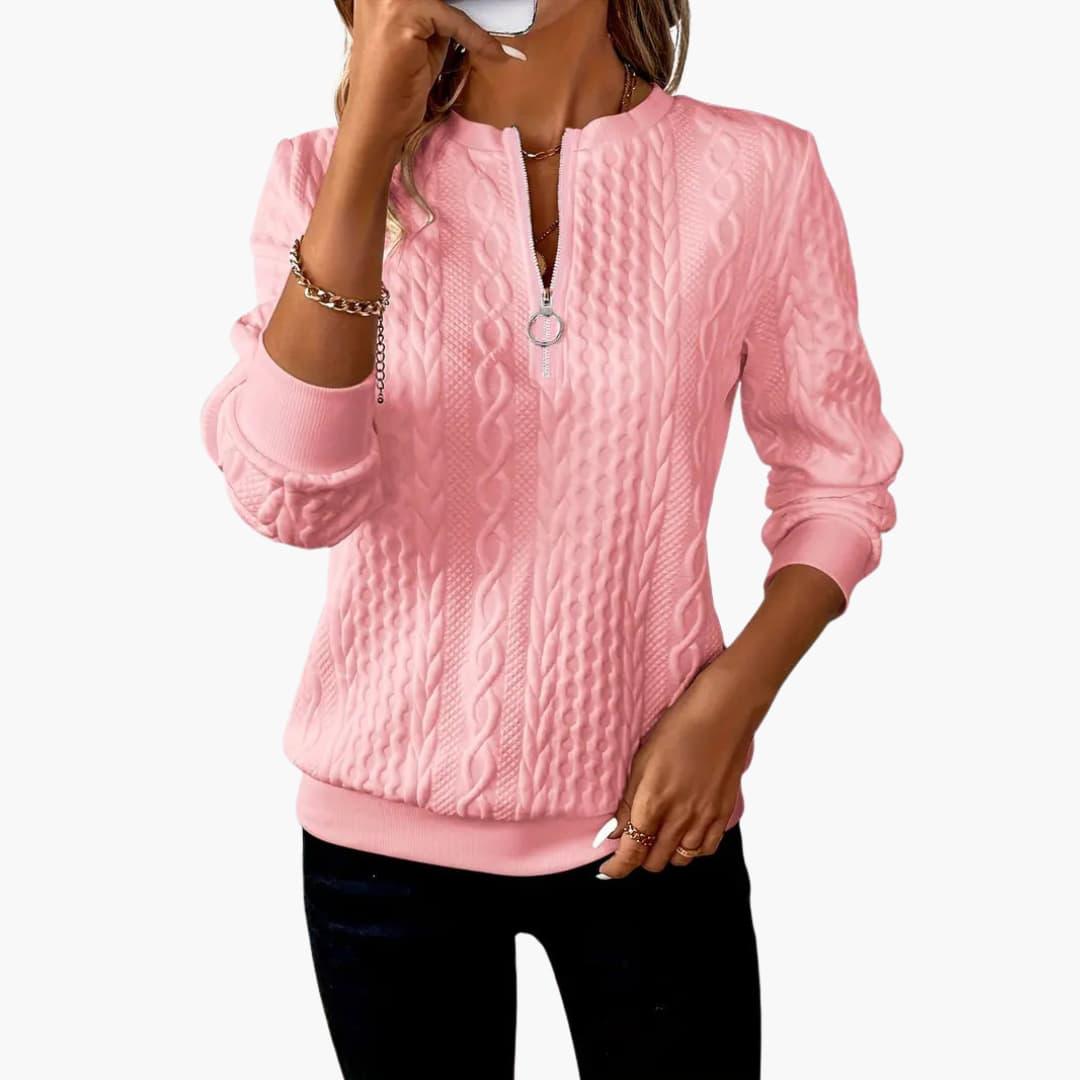 Cosy cable-knit half-zip pullover for women -12