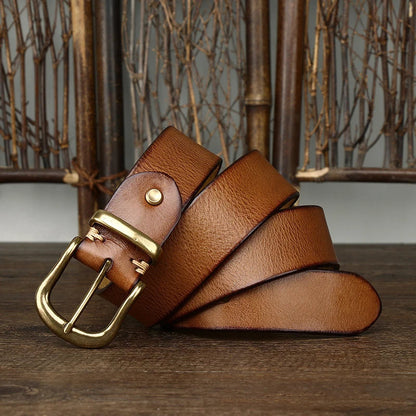 Classic adjustable waist belt with brass buckle for men | Arden