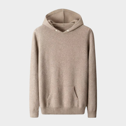 Lightweight refined knit hoodie with minimalist design for men | Caelum