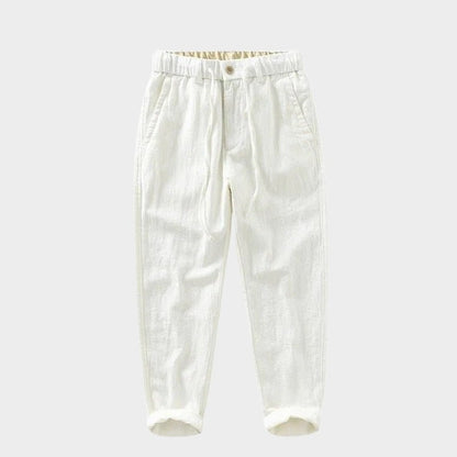 Lightweight tapered drawstring pants with textured finish for men | Braven
