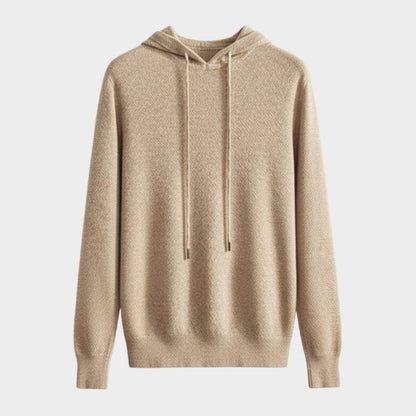 Lightweight relaxed knit hoodie with ribbed trim for men | Alvara