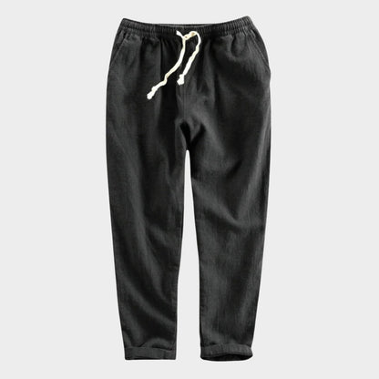 Relaxed tapered cropped pants with elastic waistband for men | Zevan
