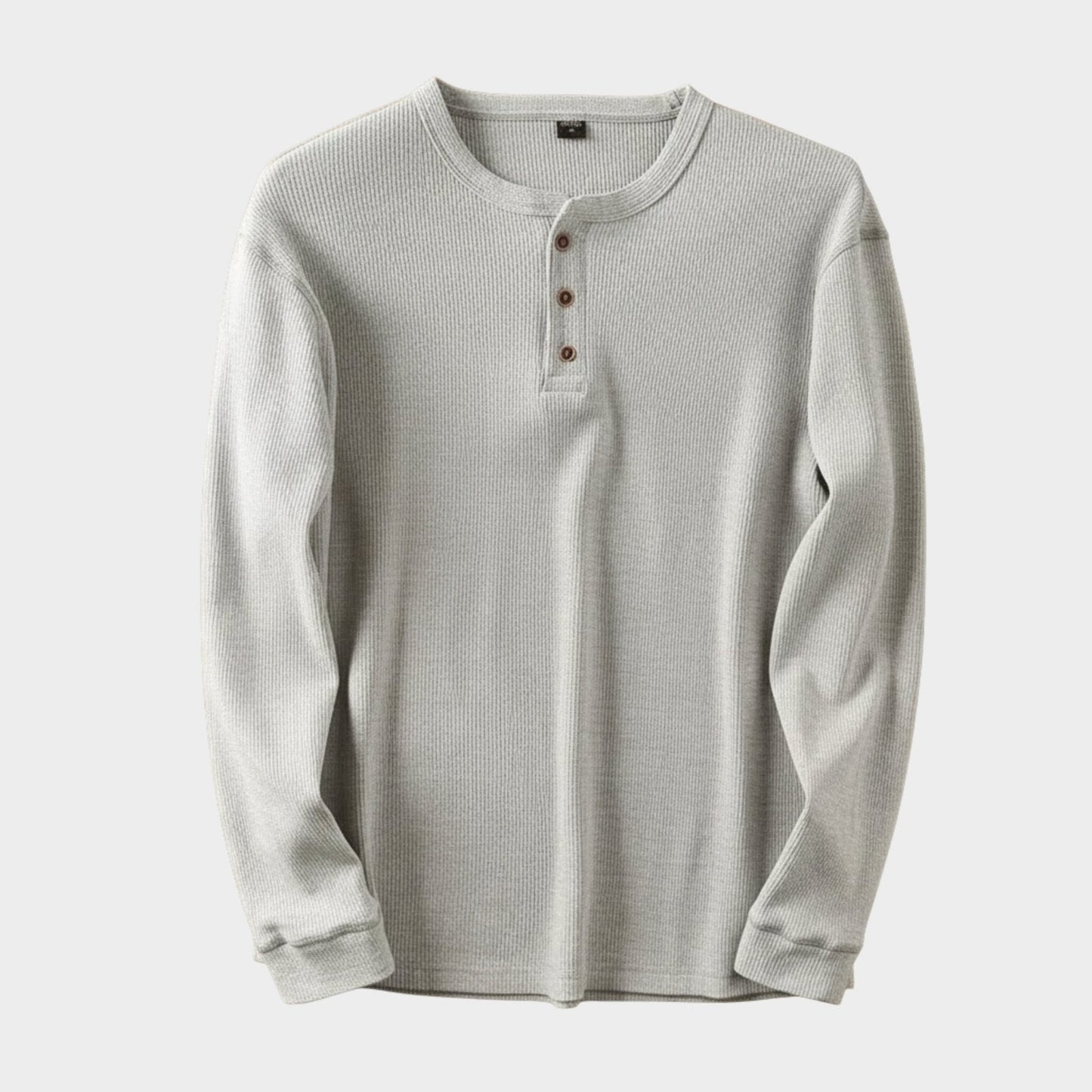 Relaxed fit waffle knit henley long sleeve top for men | Ardin