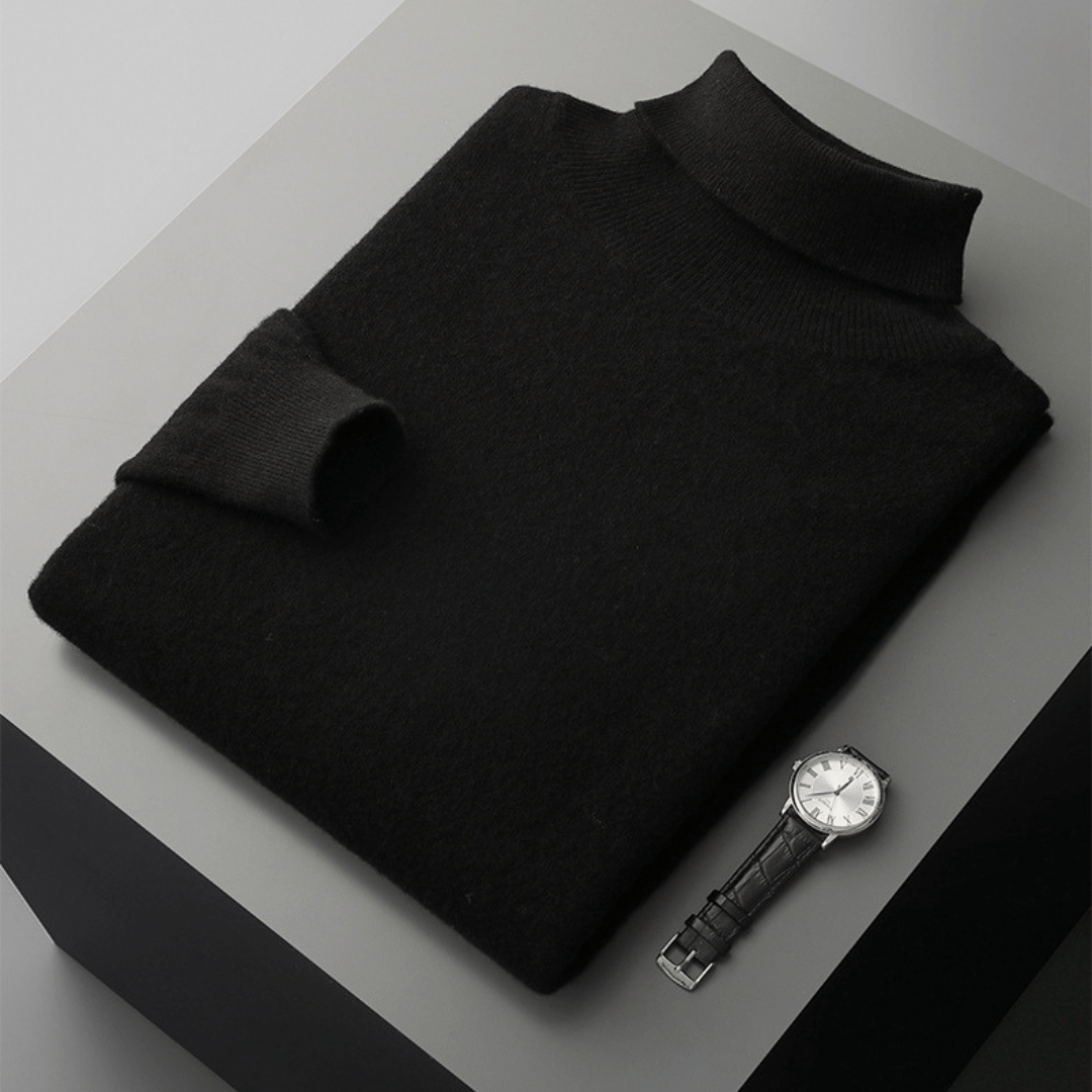 Lightweight refined knit turtleneck sweater with tailored fit for men | Sorren