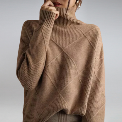 Elegant warm cashmere turtleneck sweater for women | Myla -1
